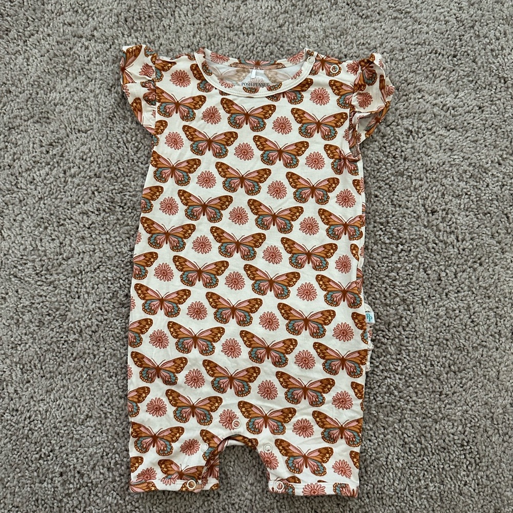 Posh Peanut Jocelyn Butterfly Print One Piece - Brown and Orange